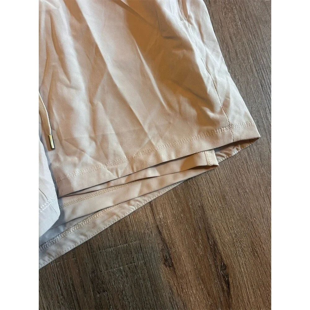 Athlecia Women's Woven Running Shorts Beige Stone Wash Drawstring Size 36